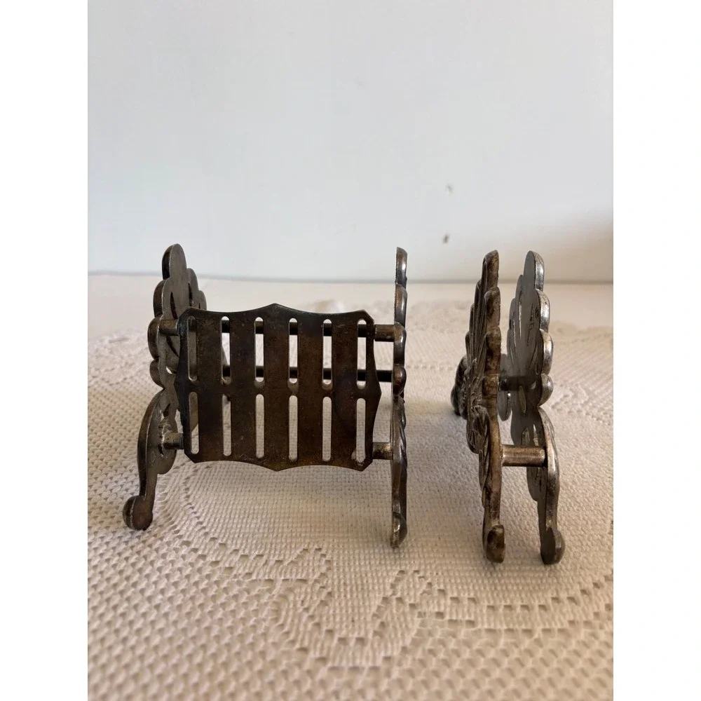 Vintage Ornate Silver Tone Metal Napkin Holder and knife Holder. Scoll design